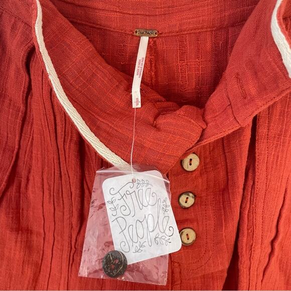 Free People High Waisted Shirts Burnt Orange Tie New Small - Picture 5 of 10